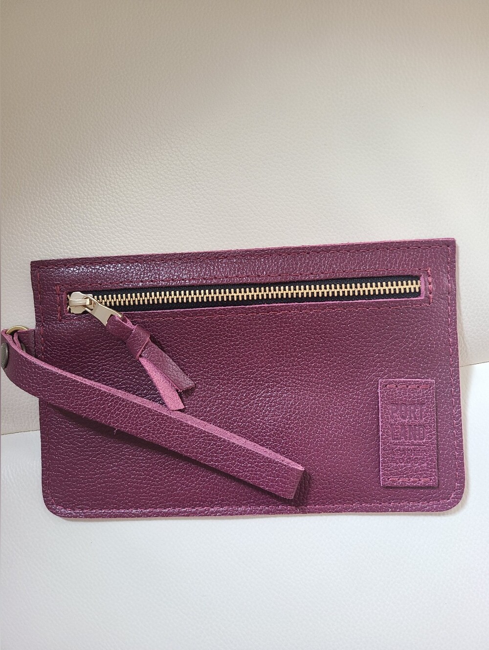 Portland Leather Plum Wristlet